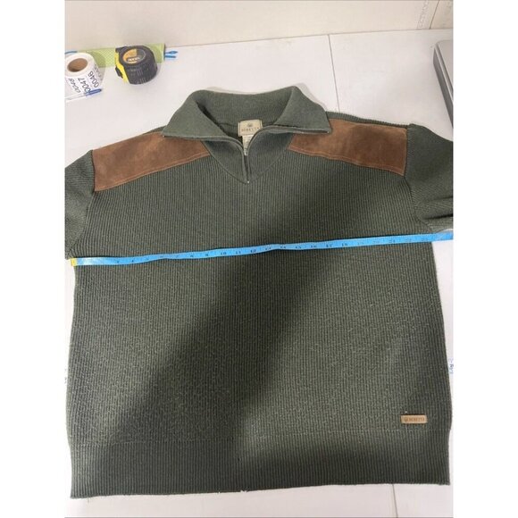 Beretta Wool-Blend Hunting Sweater w/ Leather-Look Shoulder Patches Mens Size L - Picture 10 of 13